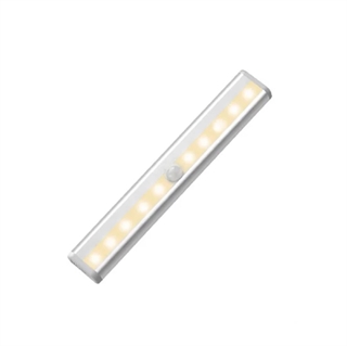 LED-skabslampe med sensor - varmt hvidt lys - 10 lys